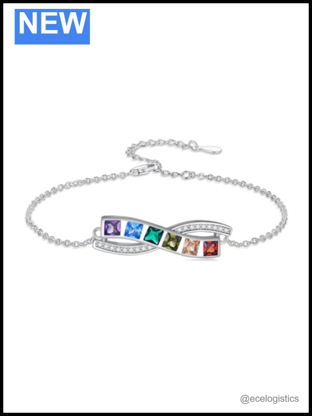 925 Sterling Silver Pride Rainbow Link Bracelet LGBTQ Jewelry Gift